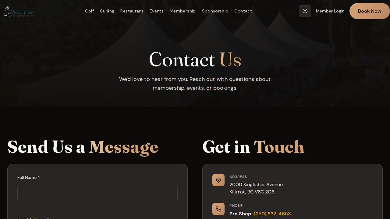 Hirsch Creek — Contact page preview