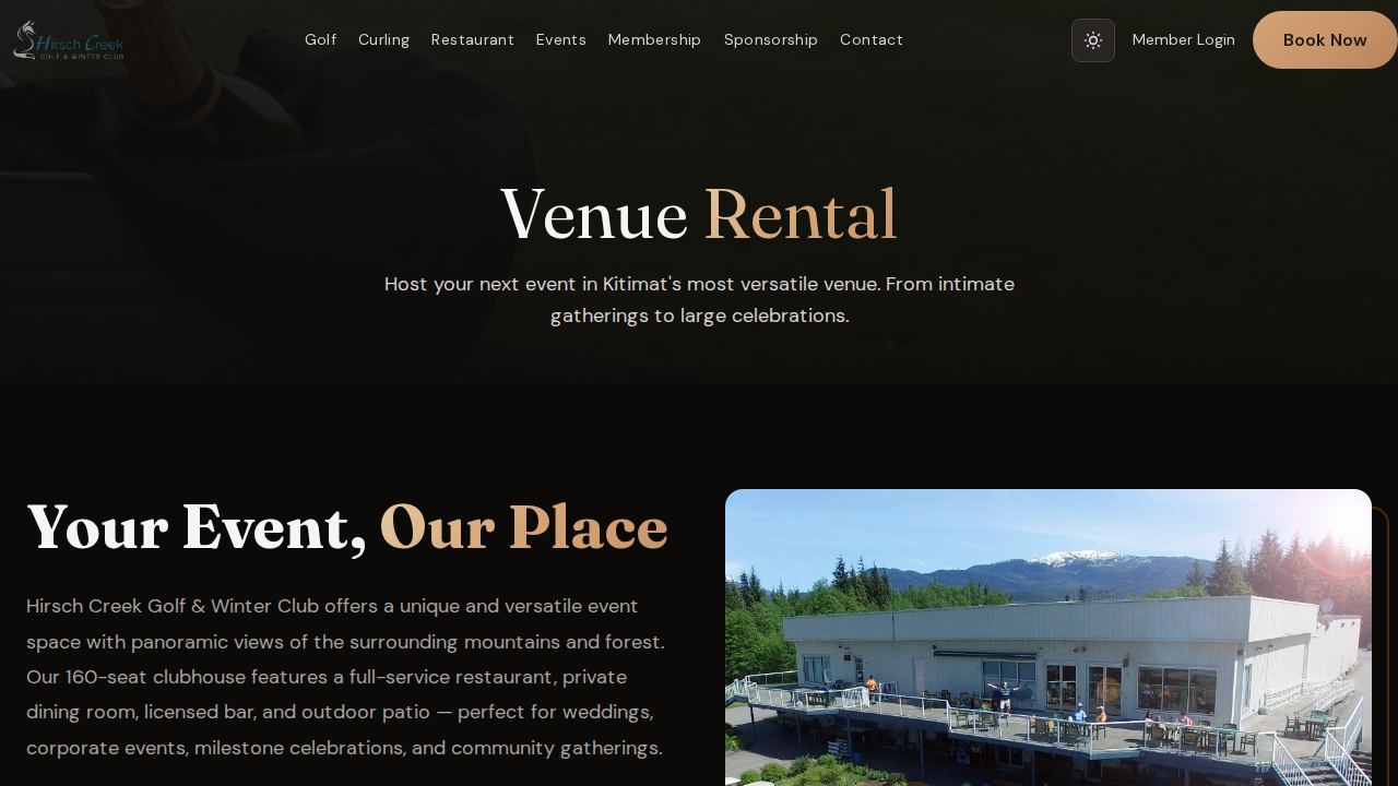 Dining & events journey — saved website preview
